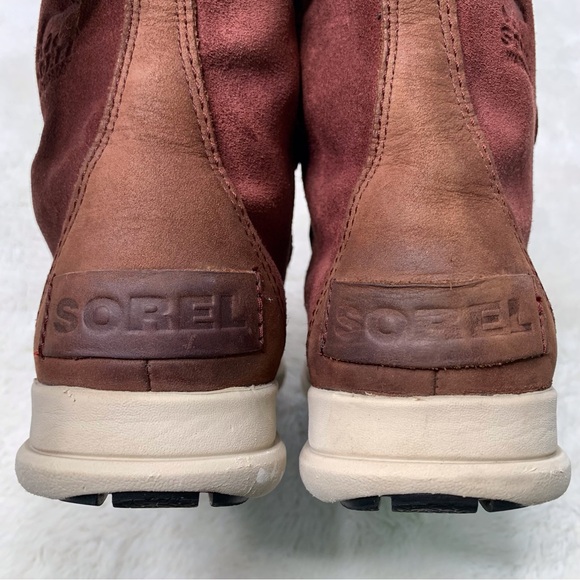 Sorel Women's Red Grey Explorer Joan Redwood Felt Waterproof Winter Boot Size 7 - Picture 11 of 13